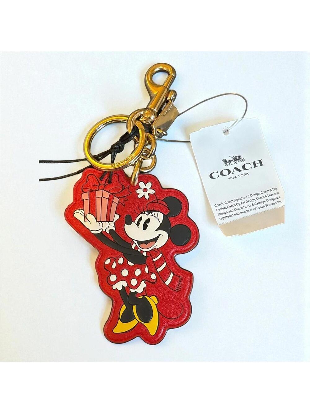 Coach x Disney Minnie Mouse Leather Bag Charm Keychain Limited Edition CN008